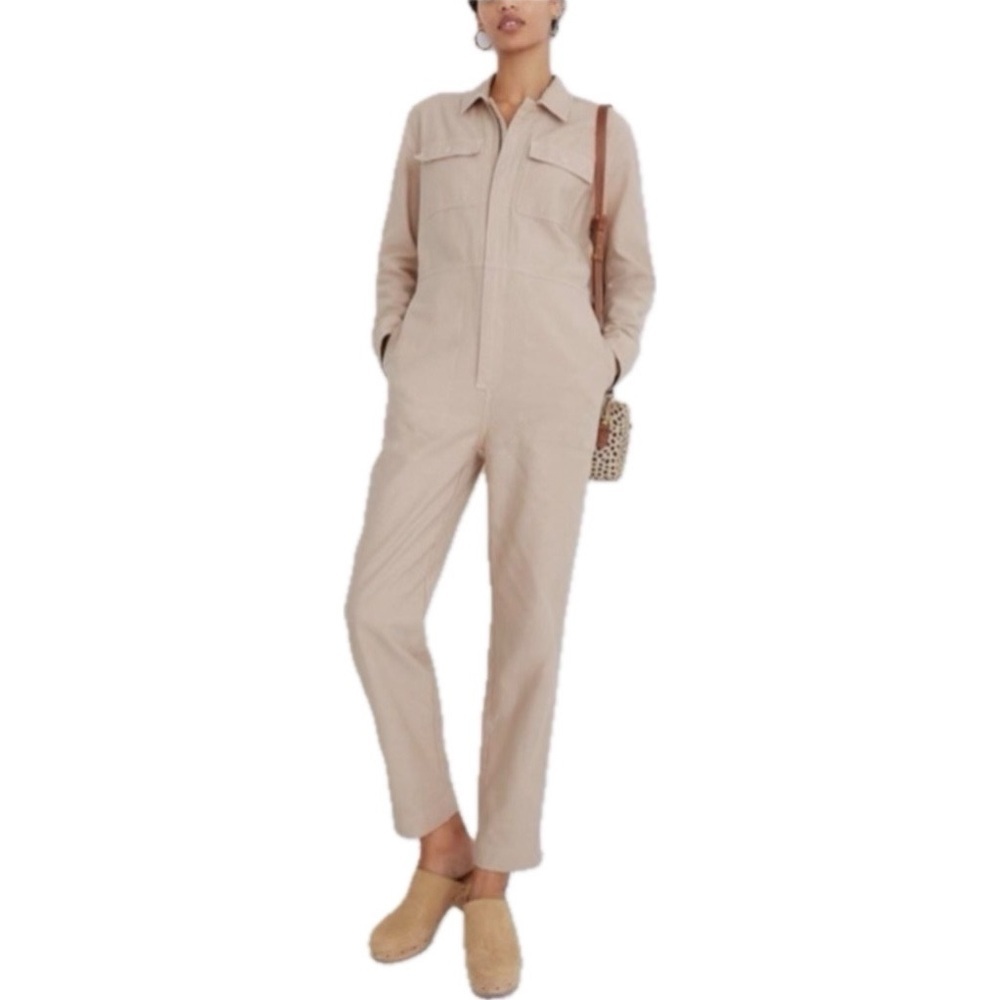 MADEWELL Garment-Dyed Coverall Cotton Jumpsuit in Avalon Pink (blush) Size XSP